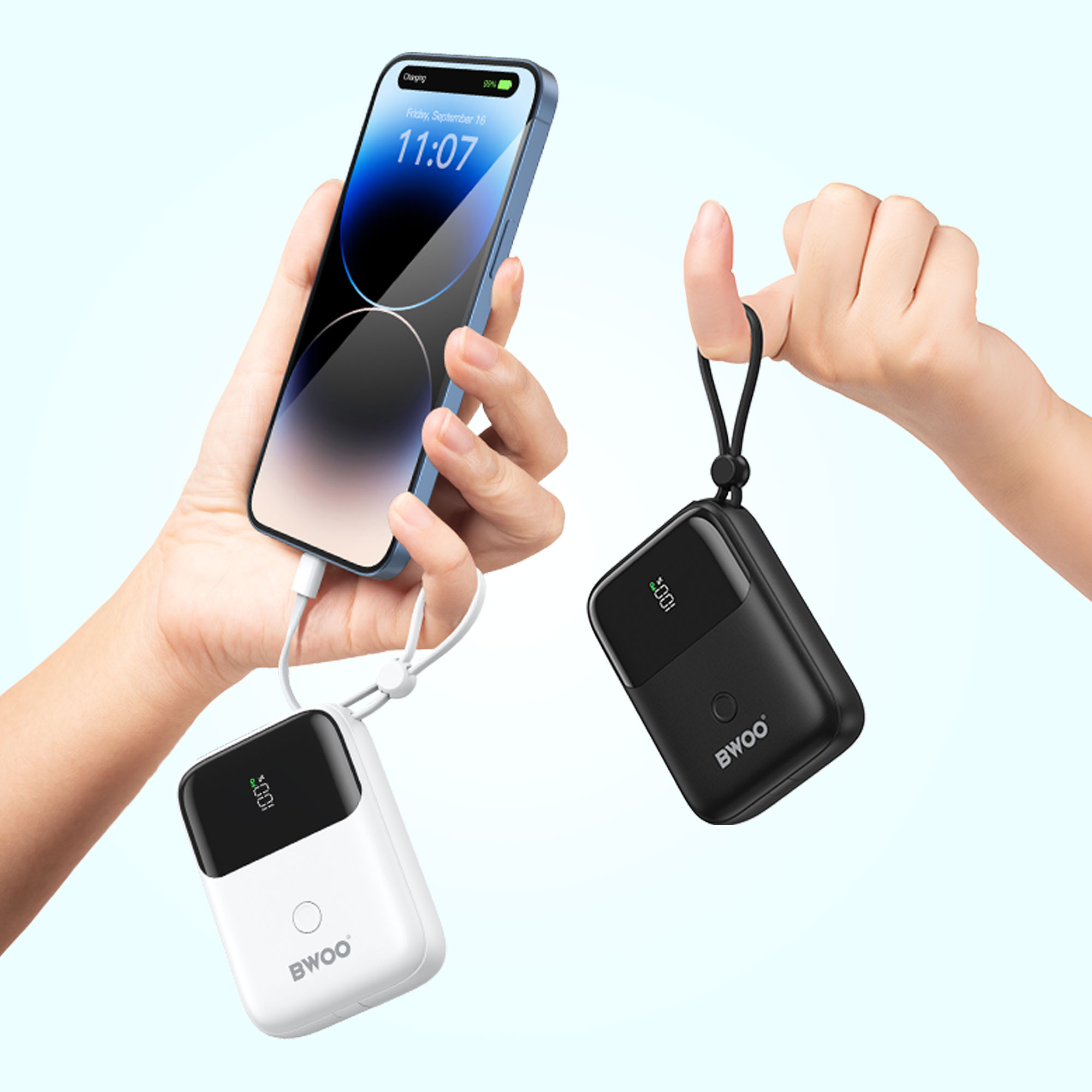 Power Bank avec câble intégré à charge rapide Mini PD 20 W