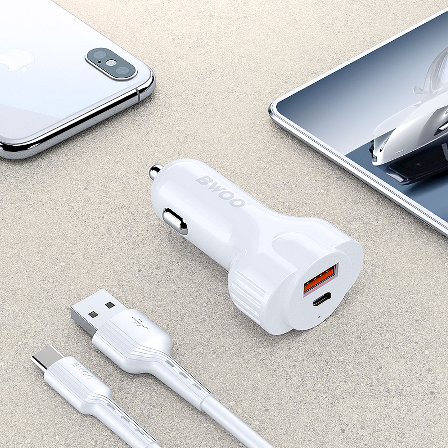 Petit chargeur de voiture 2 en 1 à charge rapide 30W