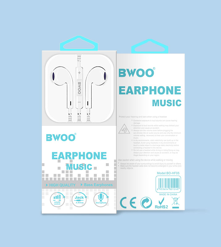 BO-HF05 Écouteurs pour téléphone portable avec micro et prise jack 3,5 mm