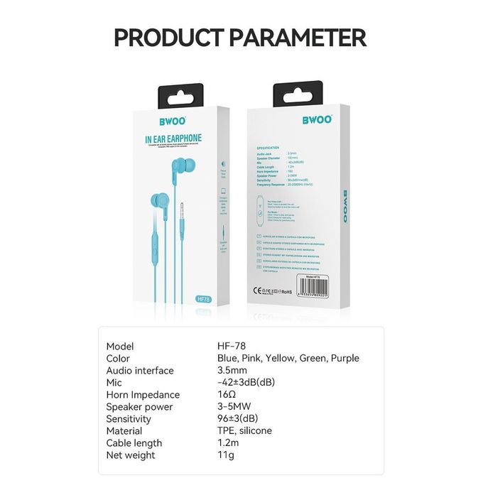 Écouteurs de sport filaires Macaron à son Hi-Fi de qualité