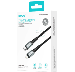 BO-X288C-L  BWOO USB-C vers Lightning Câble de charge rapide PD 27 W Nylon 1M